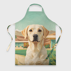 Фартук кулинарный Лабрадор на фоне пальм, цвет: 3D-принт