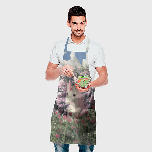 Фартук Единорог на фоне сирени / 3D-принт – фото 2