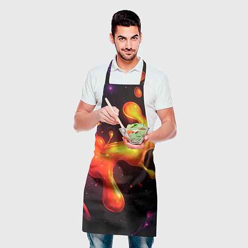 Фартук Радужные кляксы на черном фоне / 3D-принт – фото 2