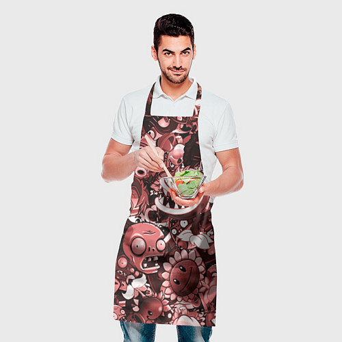 Фартук Растения против зомби в красном цвете / 3D-принт – фото 2