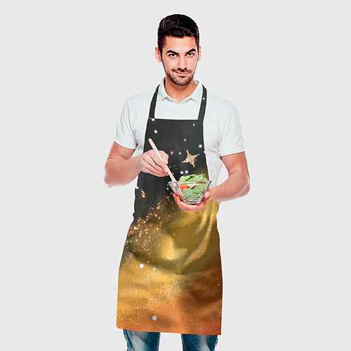 Фартук Черно-оранжевая блестящая текстура / 3D-принт – фото 2