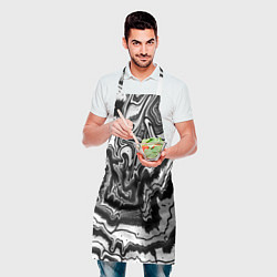 Фартук кулинарный Закрученные волны - чб абстракция, цвет: 3D-принт — фото 2