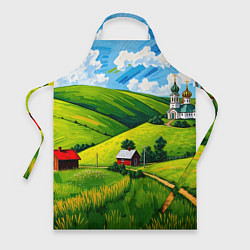 Фартук кулинарный Русская деревенька, цвет: 3D-принт