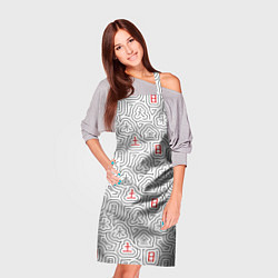 Фартук кулинарный Серые будни и красные выходные иероглифами, цвет: 3D-принт — фото 2