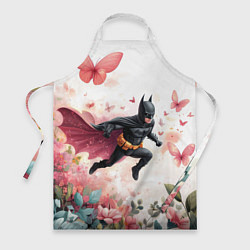 Фартук кулинарный Бэтмен прыгает над цветами и бабочками, цвет: 3D-принт