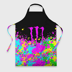 Фартук кулинарный Monster energy краски неоновые, цвет: 3D-принт