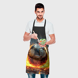 Фартук кулинарный Футбольный мяч в красном пламени, цвет: 3D-принт — фото 2