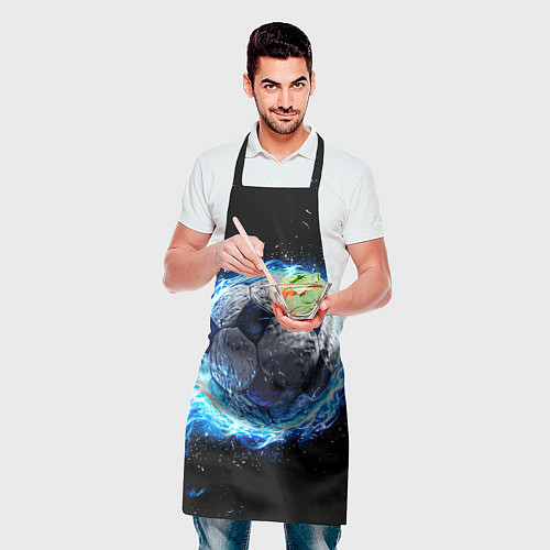 Фартук Футбольный мяч в синем пламени / 3D-принт – фото 2