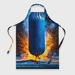Фартук Синяя боксерская груша в огне