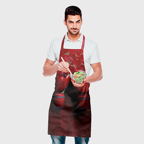 Фартук Бойцовские перчатки на красном / 3D-принт – фото 2