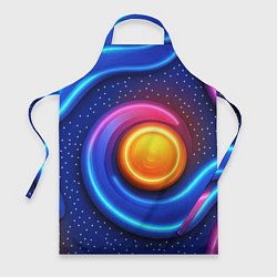 Фартук кулинарный Оранжевый круг и голубые линии текстура, цвет: 3D-принт