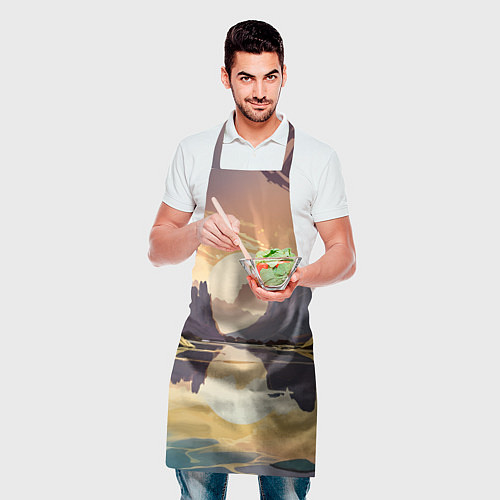 Фартук Рассвет над горным озером / 3D-принт – фото 2