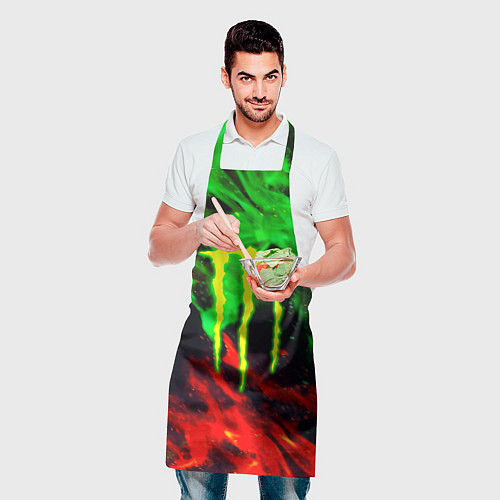 Фартук Monster energy огонь лого / 3D-принт – фото 2