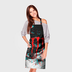 Фартук кулинарный Monster energy огонь глитч, цвет: 3D-принт — фото 2