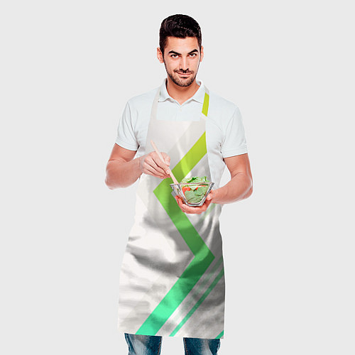 Фартук Color white line green / 3D-принт – фото 2