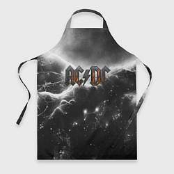 Фартук кулинарный ACDC металлический лого черно-белая текстура, цвет: 3D-принт
