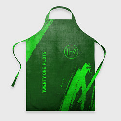 Фартук кулинарный Twenty One Pilots - green gradient вертикально, цвет: 3D-принт