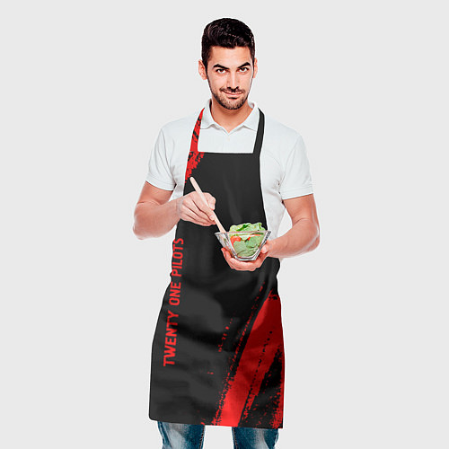 Фартук Twenty One Pilots - red gradient вертикально / 3D-принт – фото 2