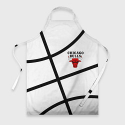 Фартук кулинарный Чикаго Буллз на белом фоне, цвет: 3D-принт