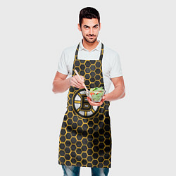 Фартук кулинарный Бостон Брюинз - черные соты, цвет: 3D-принт — фото 2