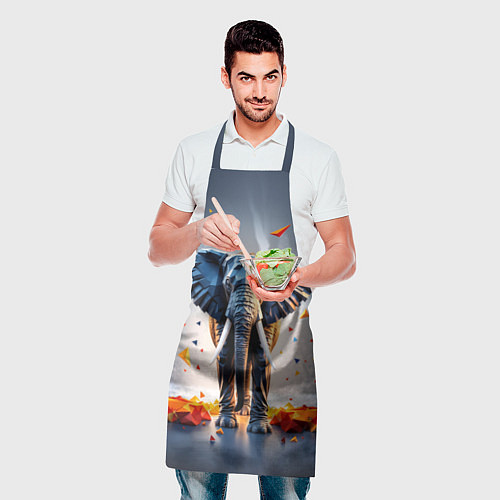 Фартук Геометрический слон и цветные полигоны / 3D-принт – фото 2