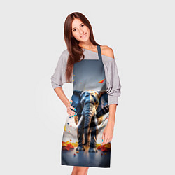 Фартук кулинарный Геометрический слон и цветные полигоны, цвет: 3D-принт — фото 2