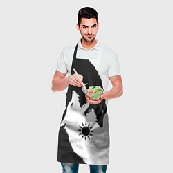 Фартук кулинарный Мистические волки дня и ночи инь-янь, цвет: 3D-принт — фото 2