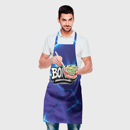 Фартук Bones белое лого на синих плитах / 3D-принт – фото 2