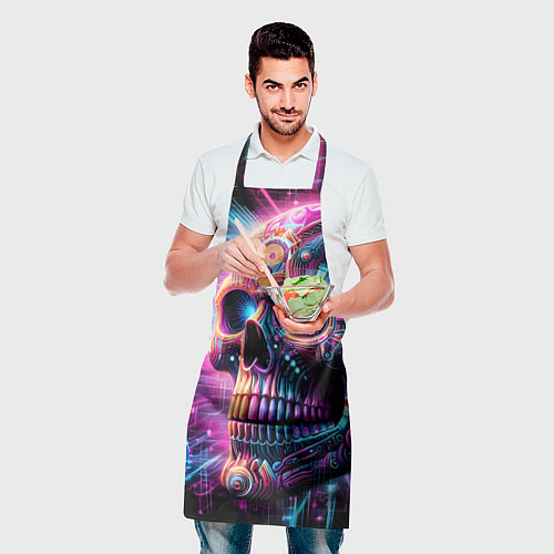 Фартук Neon cyber skull / 3D-принт – фото 2