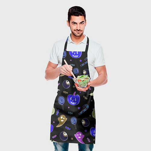 Фартук Halloween blue black pumpkin / 3D-принт – фото 2