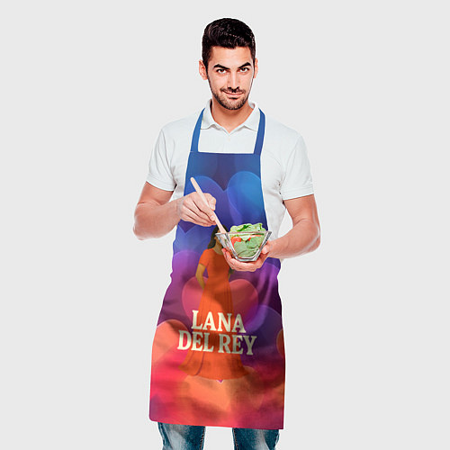 Фартук Lana Del Rey на фоне сердечек / 3D-принт – фото 2