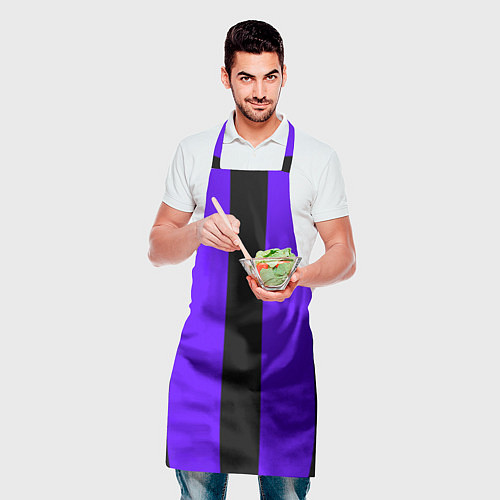 Фартук Color purple black stripes / 3D-принт – фото 2