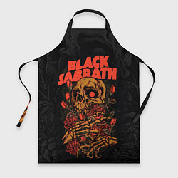 Фартук кулинарный Black Sabbath skeleton with roses, цвет: 3D-принт