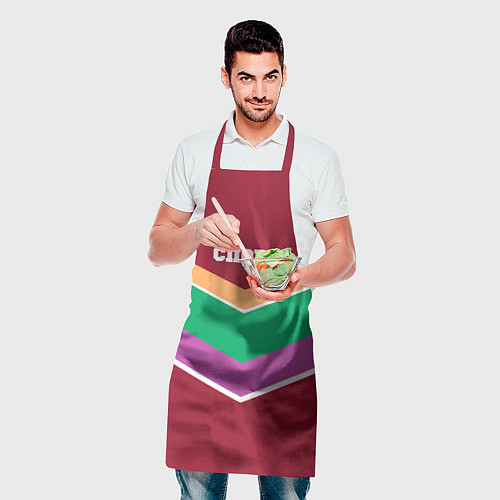 Фартук Спорт тёмно-красный с полосами / 3D-принт – фото 2