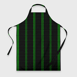 Фартук кулинарный Color black cage green stripes, цвет: 3D-принт