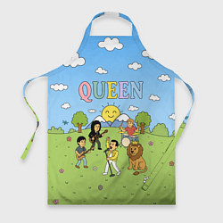 Фартук кулинарный Queen мультяшный стиль на поляне, цвет: 3D-принт