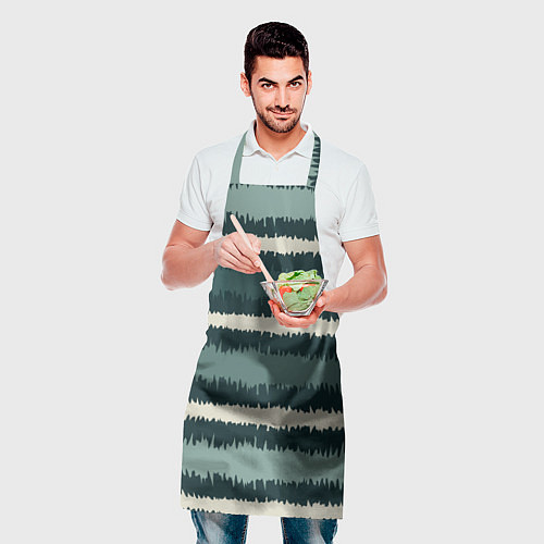 Фартук Полосы зигзагообразные зеленые / 3D-принт – фото 2