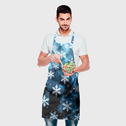 Фартук кулинарный Стилизованный паттерн со снежинками тёмно-синий, цвет: 3D-принт — фото 2