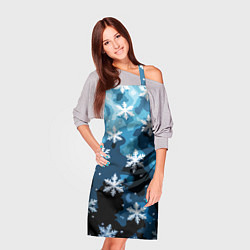 Фартук кулинарный Стилизованный паттерн со снежинками тёмно-синий, цвет: 3D-принт — фото 2