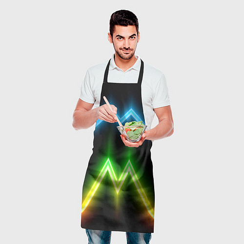 Фартук Neon multicolored lines / 3D-принт – фото 2