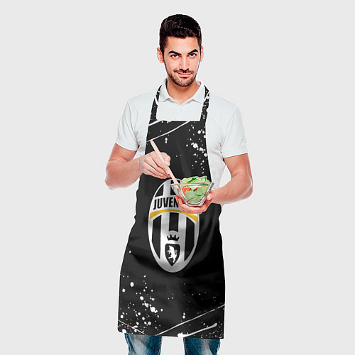 Фартук Juventus белые краски всплеск / 3D-принт – фото 2
