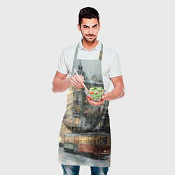Фартук кулинарный Трамваи в зимнем Санкт-Петербурге, цвет: 3D-принт — фото 2
