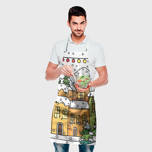 Фартук Новогодний снегопад / 3D-принт – фото 2