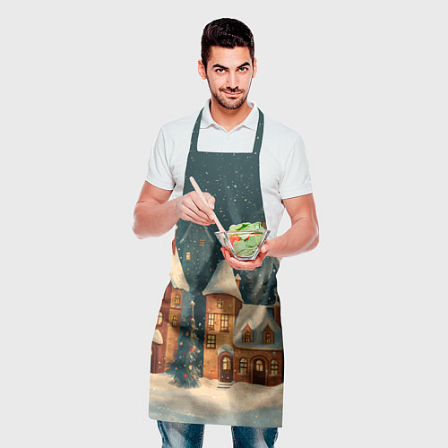 Фартук Сказочный Новогодний городок / 3D-принт – фото 2