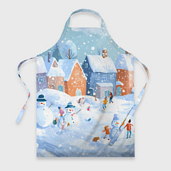 Фартук кулинарный Предновогодний день во дворе, цвет: 3D-принт