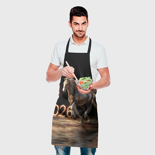 Фартук 2026 Лошадь на фоне салюта / 3D-принт – фото 2