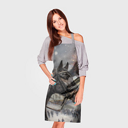 Фартук кулинарный Конь на фоне салюта, цвет: 3D-принт — фото 2