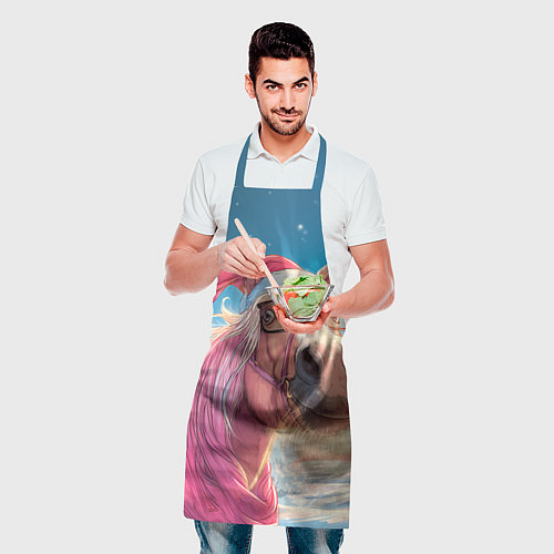 Фартук Новогодняя лошадь в очках / 3D-принт – фото 2