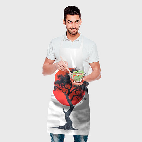 Фартук Японское дерево и солнце / 3D-принт – фото 2