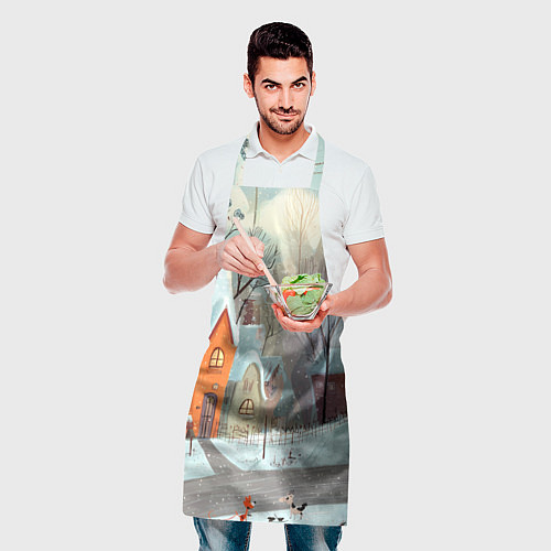 Фартук Милый новогодний дворик / 3D-принт – фото 2